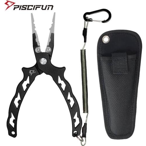 Piscifun AXP Aluminum Saltwater Lightweight Pliers Fishing with Tungsten Steel braid cutter Fishing Tools (Straight Nose)