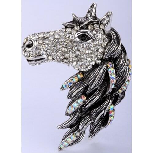 Horse stretch ring for women antique gold silver color animal jewelry gifts W crystal wholesale dropshipping