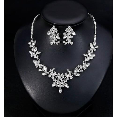 Luxury Bridal Jewelry Sets Zircon Crystal Necklace Earrings Set For Women Wedding Bridesmaid Party Accessories