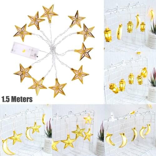 1.5M Ramadan Light Moon Star Christmas LED String Lights EID Mubarak Decor Eid al-Fitr Garland Islamic Muslim Ramadan Decoration