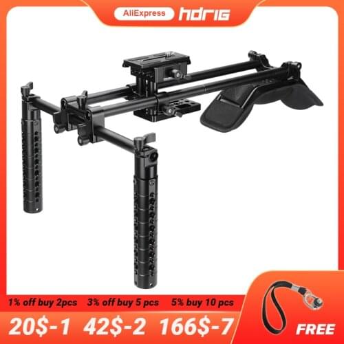 HDRIG Handheld Shoulder Mount Rig Dual Cheese Grip With Manfrotto Quick Release Baseplate For Camcorders HDSLR Cameras