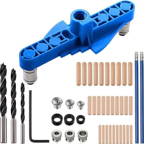 Self Centering Drilling Guide Dowel Jig Kit Vertical Pocket Hole Woodworking Tool 2 in 1 sleeve Tools Wood Drill Center Scriber