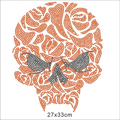 Skull Rhinestones Stickers Garment Rhinestones Thermo Custon Hotfix Crystals Iron On Transfer Strass Pattern Dersign Accessories