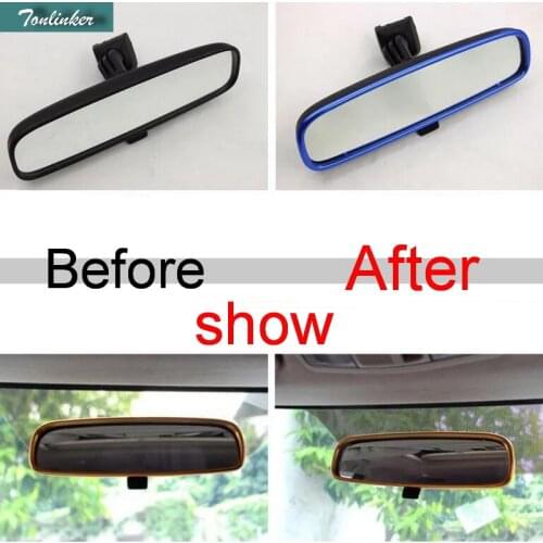 Tonlinker 1 PCS DIY NEW Aluminum Four Style Interior Mirror Light Box Cover Case Sticker For Mitsubishi ASX 2013-15 Accessories