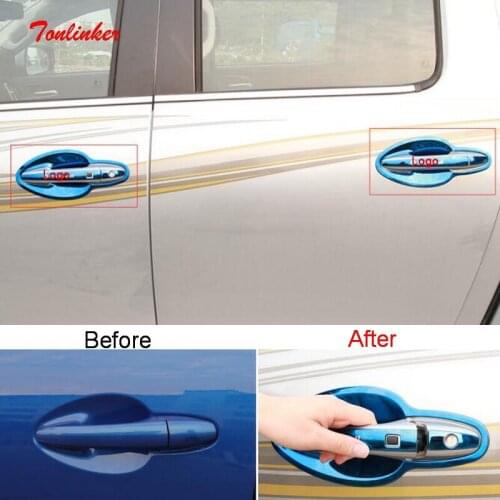 Tonlinker Exterior Car Door Handle Cover Case sticker For GWM Poer 4X4 2020 Car styling 8 PCS Stainless steel Cover Stickers