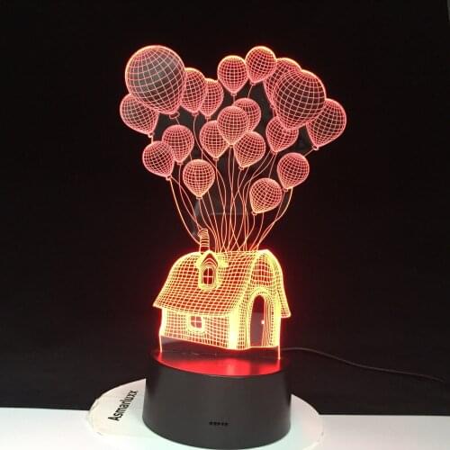 Balloon House 3D Led Night Light Shape Atmosphere Visually Festival Decor Lamp lamparas Acrylic Multicolor For Home Linghtings