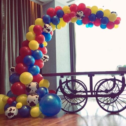 1set Cow Theme Balloon Arch Red Yellow Blue Balloons Garland toy Story Theme Party Farm Vintage Circus Birthday Party Decoration