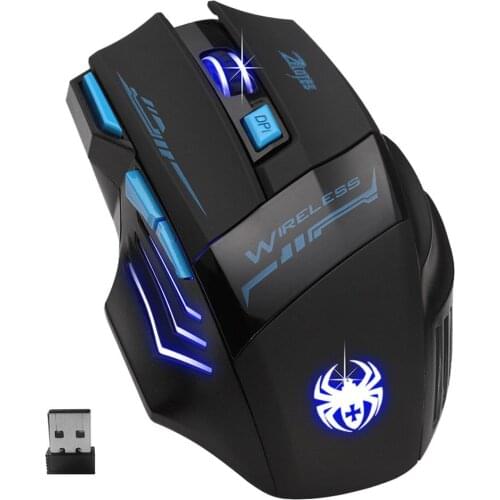 ZELOTES F-14 Wireless Mouse 2.4GHz 7 Buttons Wireless Optical Mouse 4 Gears 2400DPI Adjustable Ergonomic Mice for home office