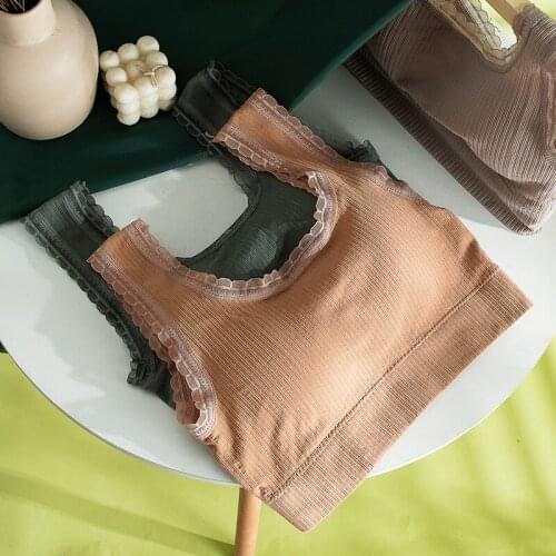 Women Tank Lace Crop Top Seamless Underwear Female Crop Tops Sexy Lingerie Intimates Fashion With Removable Padded Camisole