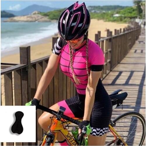 One Piece Team Triathlon endurance Womens Cycling Jersey Jumpsuit Sleeve Macaquinho Ciclismo Feminino Set Gel Pad Jumpsui