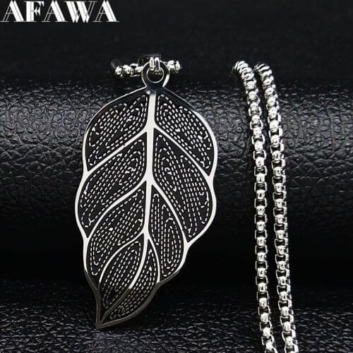 2021 Leaf Stainless Steel Chain Necklace Women Silver Color Necklaces Pendants Jewelry acero inoxidable joyeria mujer N564S02