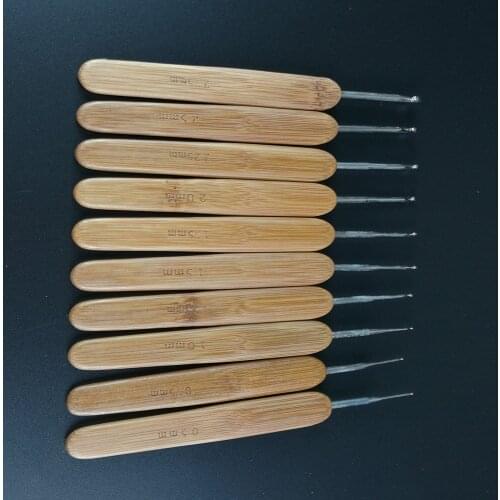 10Pcs Bamboo Handle Metal Crochet Hooks Crochets Needle Needlecrafts Tool Knitting Needles For Loom Hand DIY Crafts 0.5-2.75mm