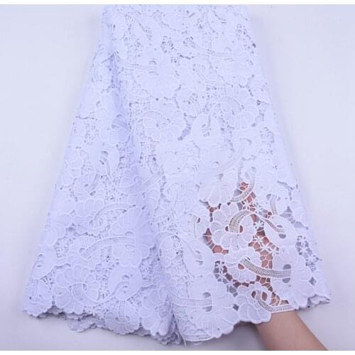 African Pure White Guipure Lace Fabric 2020 High Quality Nigerian Cord Lace Fabric Water Soluble Wedding Lace For Dresses S1959