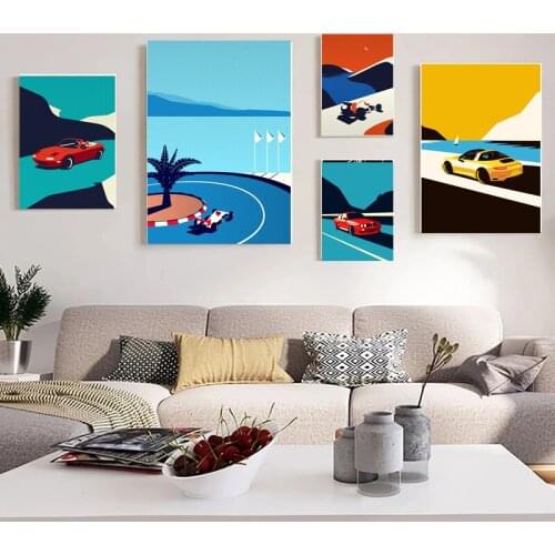 Watercolor graffiti 911 Cars Picture Hd Art Canvas Painting Prints Poster Nordic Home Decor Wall Art Picture Living Room