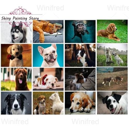 Cute Dog Diamond Painting 5D DIY Animal Pet Dogs Full Square Round Drill Diamond Inlaid Embroidery Modern Wall Art Home Decor