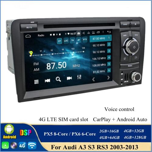 DSP PX6 2 din 7" Android 10.0 Car Audio DVD Radio GPS Bluetooth 5.0 WIFI Easy Connect for Audi A3 S3 RS3 2002-2011