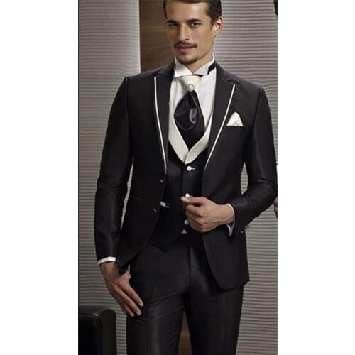 White Mens Suits with Pants Groom Wedding Tuxedos Terno Masculino Notched Lapel Man Blazers 3 Pieces Coat Pants Vest