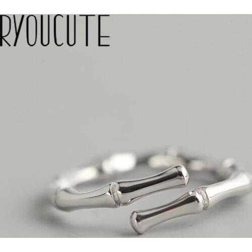 Bohemian Vintage Silver Color Bamboo Rings for Women Wedding Jewelry Large Adjustable Antique Engagement Rings Anillos