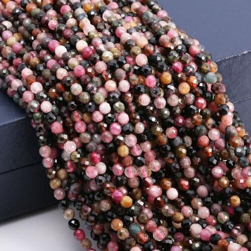 Natural Stone Beads Small Faceted Tourmaline Section Loose Spacer Beaded for jewelry making DIY necklace bracelet accessories