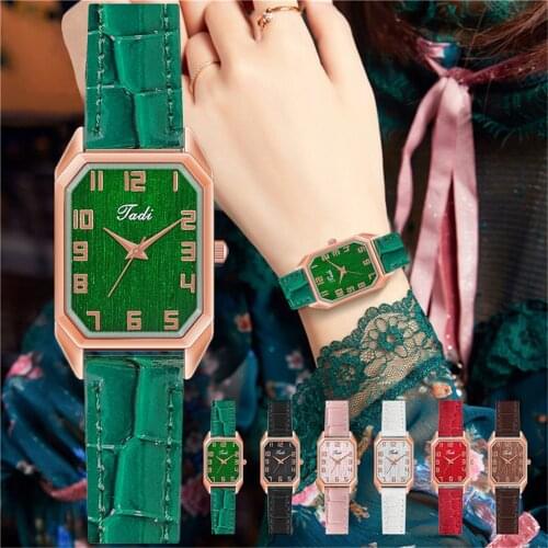 Tadi Brand Women Rectangle Arabic Numbers Watch Luxury Leather Quartz Clock Gift for Relogio Feminino Drop Shipping