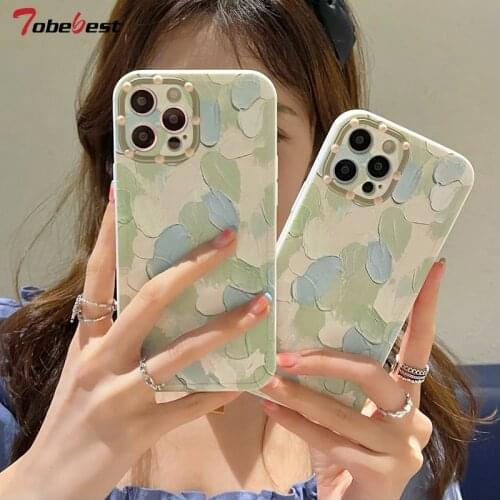 Tobebest Fresh Oil Painting Graffiti Phone Case for IPhone 12 11 Pro X XS Max XR 7 8 Plus SE2020 Soft Silicone Cover