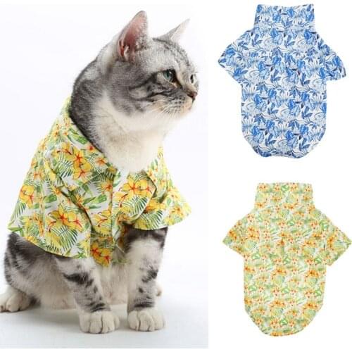 Floral Pet Dog Cat T-shirt Hawaii Beach Style Pet Clothes Small And Medium-sized Dogs And Cat Summer Vest Shirt Clothing For Cat