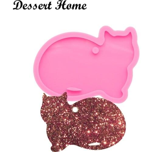 DY0089 Pet Cat Necklace Tag Epoxy Resin Molds, Silicone Mold for Keychains Jewelry, DIY Handmade Charms Mold