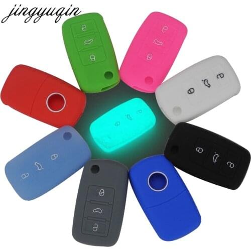 Jingyuqin 100pcs Silicone Key Case For VW Seat Polo Passat B5 Golf 4 5 6 Jetta Mk6 Tiguan Plus Eos Scirocco Beetles FOB Cover