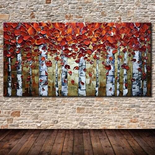 Arthyx Art Large Size HandPainted Rich Tree Oil Painting On Canvas Modern Abstract Wall Picture for Living Room Home Decoration