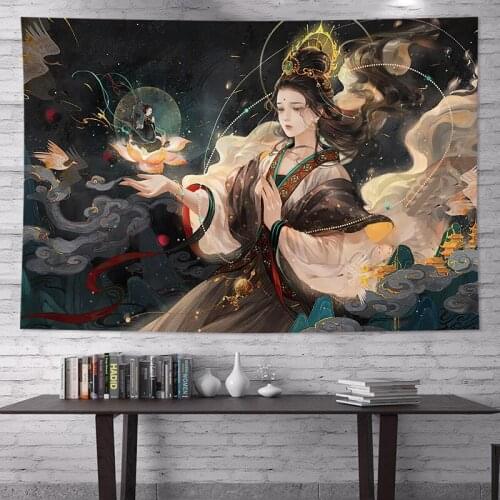 Chinese style of dunhuang flying fairy background cloth Bedroom decoration hanging net red sitting room wall cloth tapestries