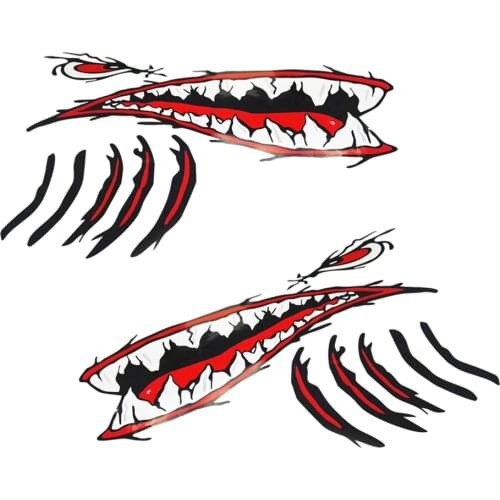 2 Pieces Large Shark Teeth Mouth Stickers Boat Ocean Kayak Decals & Blue EVA Foam Floating Dolphin Shaped Keyring