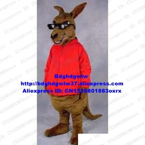 Brown Red Kangaroo Roo Mascot Costume Adult Cartoon Character Outfit Suit Professional Speziell Technical VOGUE Popular zx1678