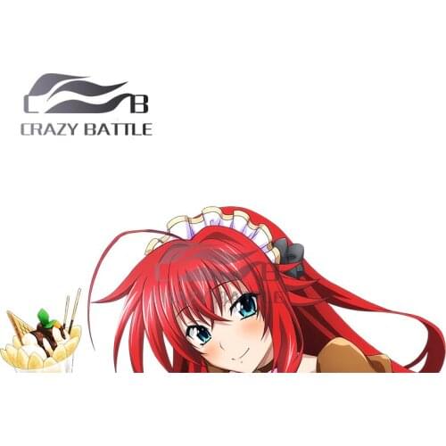 Crazy Battle 13 x 4.9cm Rias Gremory Car Stickers Vinyl Material Decal Car Accessories 3D Occlusion Scratch For JDM SUV RV