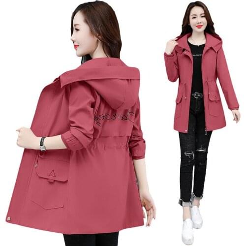 2021 New Women Jacket Spring Autumn Long Sleeve Hooded Female Windbreaker Casual Loose Basic coat Large Size Jackets Outwear