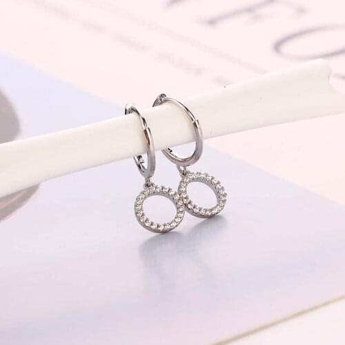 LOOXI Silver Gold Color Crystal CZ O Drop Earring Big Circle Round Drop Earring Women Luxury Classic Rock Punk Jewelry Pendiente
