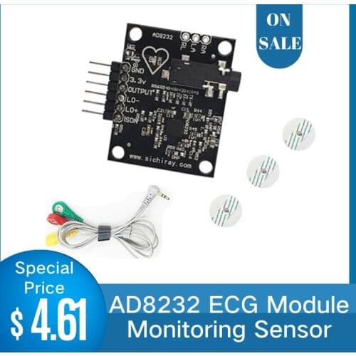 AD8232 Heart Sensor Ecg Measurement Heart Rate Pulse Ecg Monitoring Sensors Accessories Module Kit For Arduino