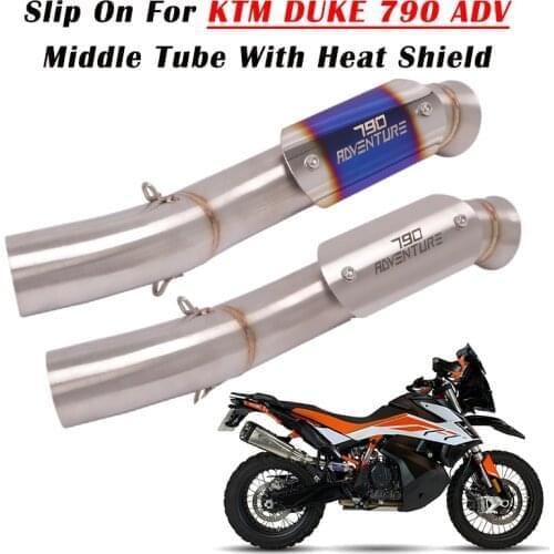 Slip On For KTM790 ADV DUKE 790 Adventure R Motoecycle Exhaust Middle Link Pipe Heat Shield Modify Mid Tube With Cover 2020 2021