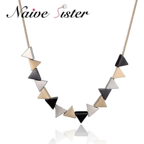 2017 New Fashion Jewelry Unique Geometric Triangle Shaped Alloy Pendant Necklace Vintage Jewelry for Women Bijoux Best Gift