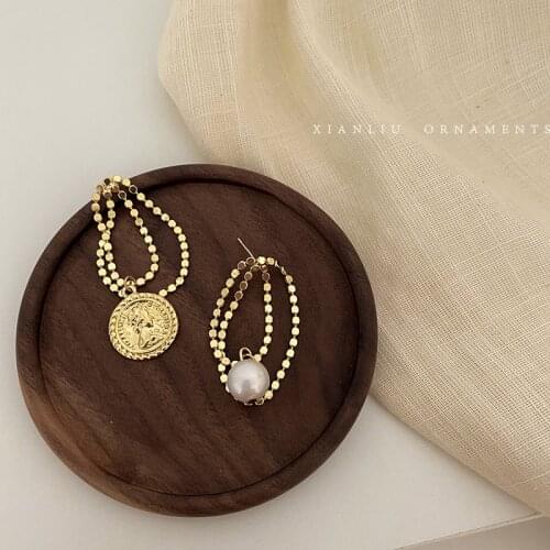 2020 New korean Fashion Womens Earrings Fine Coin Pendant Earrings for Women European and American Style Jewelry Accessories