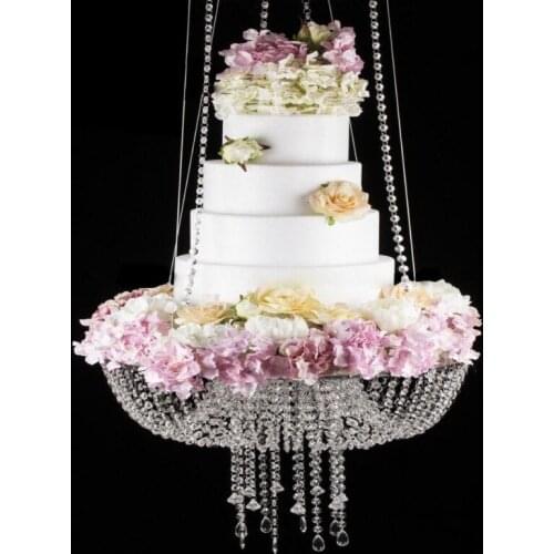 New fashion Hanging Acrylic Clear Crystal Beads Cake Stand For Wedding Event Birthday Party Decortion supplies
