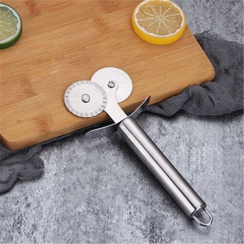 Pizza Cutter Stainless Steel Pizza Cutter Double Roller Pizza Knife Cutter Pastry Pasta Dough Crimper Kitchen Pizza Tools