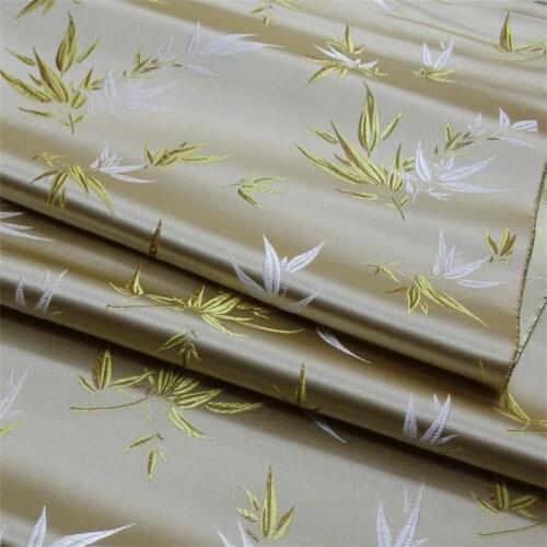 NW103 Chinese Style Golden Champagne Bamboo Leaves Jacquard Fabric Home Textile Decoration Clothes DIY Sewing Materials