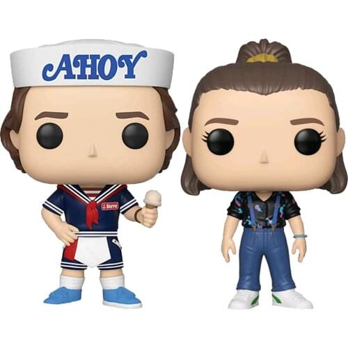 Stranger Things Season 3 Eleven with Overalls #843 #803 Steve with Hat & Ice Cream Cone Scoops Ahoy Vinyl Figure Toys Doll Gifts