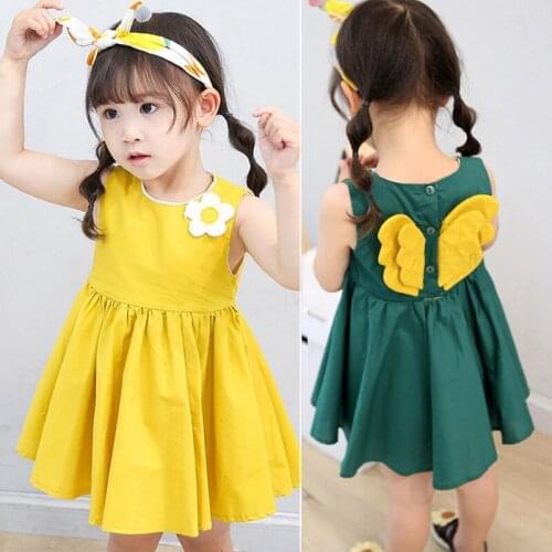 Girl Solid Color Dress 2020 Baby Sleeveless Summer Dress Beach Casuel Dress Children Kids Clothes Party dresses