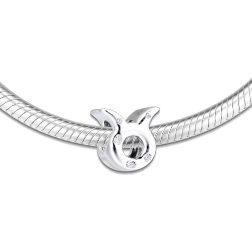Fits for Pandora Charms Bracelets Sparkling Taurus Zodiac Beads 100% 925 Sterling Silver Jewelry Free Shipping