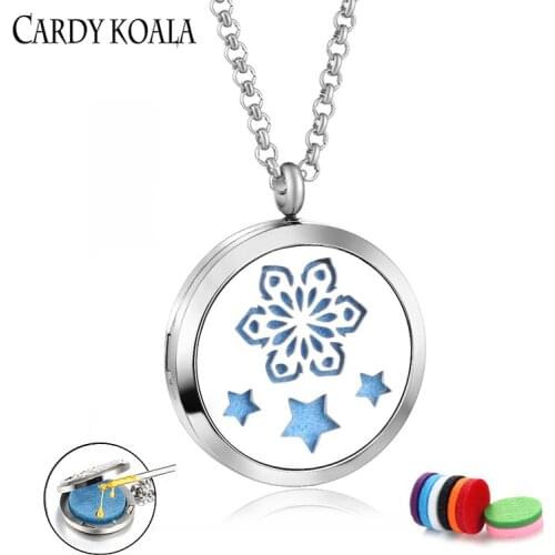 30mm 316L stainless steel Aromatherapy essential oil diffuser necklace pendant with chain Locket jewelry Gift 8 replacement pad