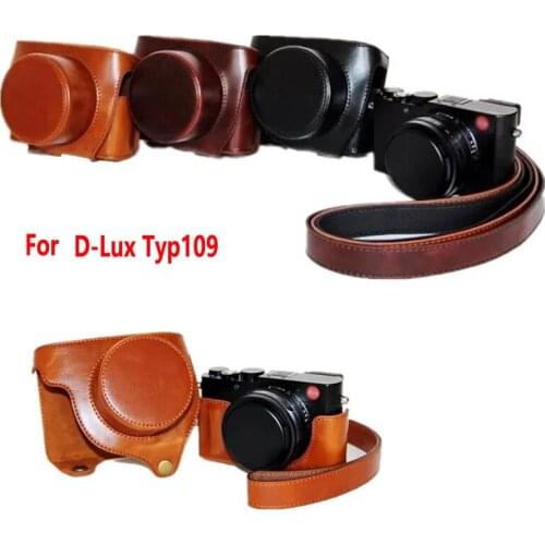 Portable Leather case Camera bag cover for Leica D-LUX TYP109 D-LUX 109 Camera with shoulder strap