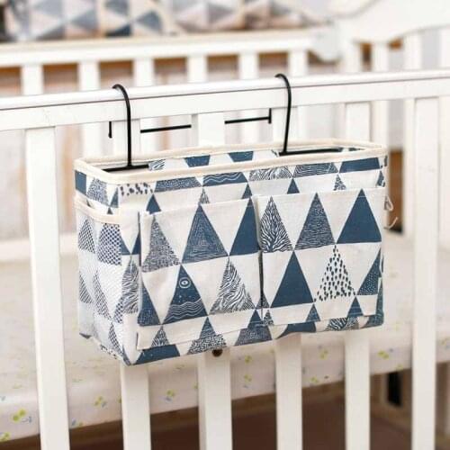 Bedside Storage Bag Crib Bed Side Pouch Hanging Caddy Bedside Toy Storage Organizer Nappy Holder Pockets Crib Accessories Bag