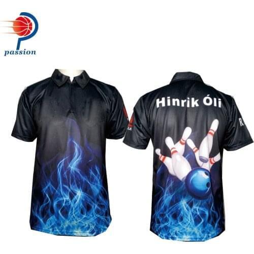 25 USD Each Black Blue Fire Design 3 Button-Ups Bowling Team Shirts Free Shipping