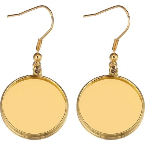 20pcs Lot 6 8 10 12 14 16 18 20 25 30mm Gold Stainless Steel Earrings Hook Cabochon Blank Base Glass Resin DIY Jewelry Making